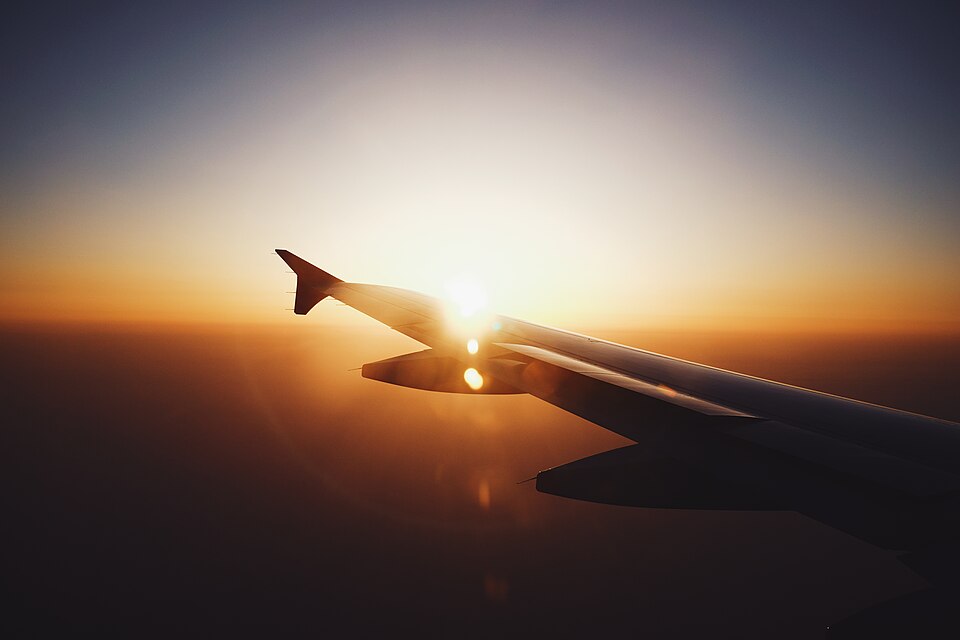 Sunset on plane